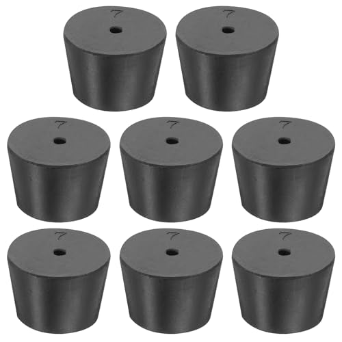 MECCANIXITY Rubber Tapered Plug 30mm to 37mm Solid Test Tubes Bungs Stopper with Hole Black for Lab Home 8 Pieces - size: 30mm-37mm