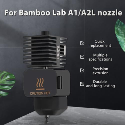 4-Pack Bamboo A1 mini/A1/A2L Hotend Kit, 0.2/0.4/0.6/0.8mm Hardened Steel Nozzle for Bambu Lab A1 Series/A2L, 3D Printer Print Head Replacement Nozzle for Bambu A1 Parts Precision&High-Speed Printing - style: Hotend Kit（0.2/0.4/0.6/0.8mm）