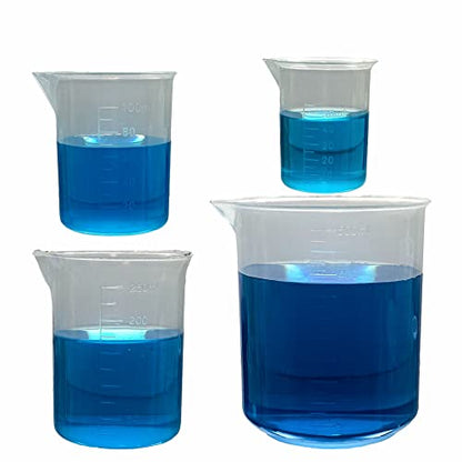Beaker Set Low-Cost Polypropylene Plastic Set of 4 Beakers (50-100-250-500)