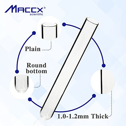 25ml Sturdy Glass Test Tubes, 20x200mm, Pack of 20, Borosilicate Glass Material, TTG025-020 - style: 20pcs of Vol.25ml(20x200mm)