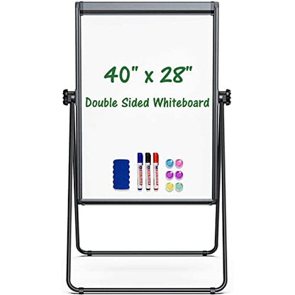 Easel Whiteboard with Stand 40" x 28" Aluminum Frame (Black)