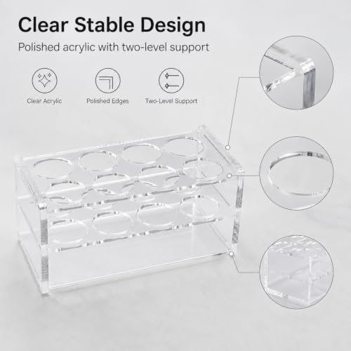 Clear Acrylic Test Tube Rack, 8-Hole 30mm Holder for 50ml Tubes - color: Clear - 8 Holes