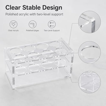 Clear Acrylic Test Tube Rack, 8-Hole 30mm Holder for 50ml Tubes - color: Clear - 8 Holes