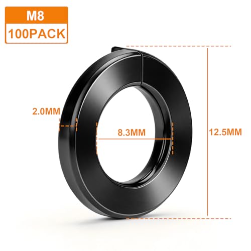 100Pcs M8 Spring Lock Washer, Black 304 Stainless Steel - color: Black, size: M8
