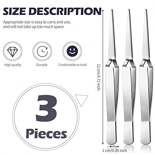Minatee 3 Pieces Reverse Tweezers Self Locking Stainless Steel for Crafts