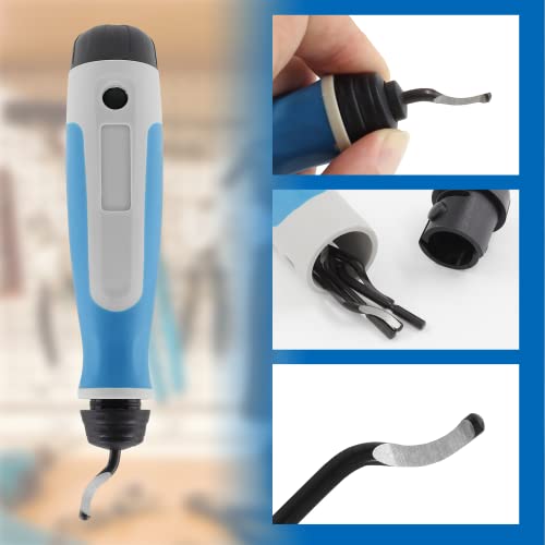 Deburring Tool Kit Edge Deburring Cutter Set, NG1000 Plastic Handle & 11pcs BS1010 Deburring Blades, Burr Remover for Metal, Plastic, Aluminum, Copper and Wood - size: NG1000 + 11pcs blades
