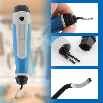 Deburring Tool Kit Edge Deburring Cutter Set, NG1000 Plastic Handle & 11pcs BS1010 Deburring Blades, Burr Remover for Metal, Plastic, Aluminum, Copper and Wood - size: NG1000 + 11pcs blades
