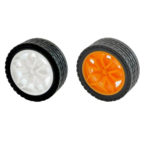20PCS Model Toy Wheel RC Car Rubber Tire Wheel with 10PCS Shaft Round Axles for for DIY Model Toy RC Car Truck Robot Boat Helicopter Parts (White) - color: White