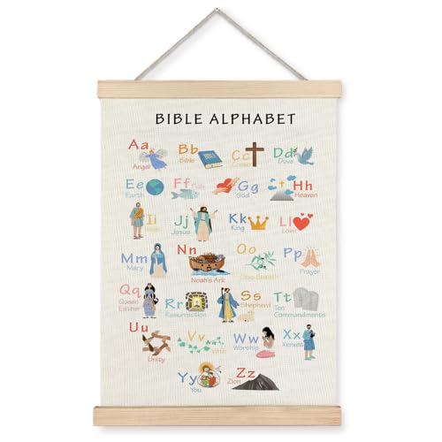 Supwhd Bible Verse Posters for Kids, Bible Alphabet Poster Hanger Frame, Christian Classroom Decor, Alphabet Wall Decor for Classroom Church School Christian Home, 16x24 - color: Bible Alphabet, size: 16 x 24 inches