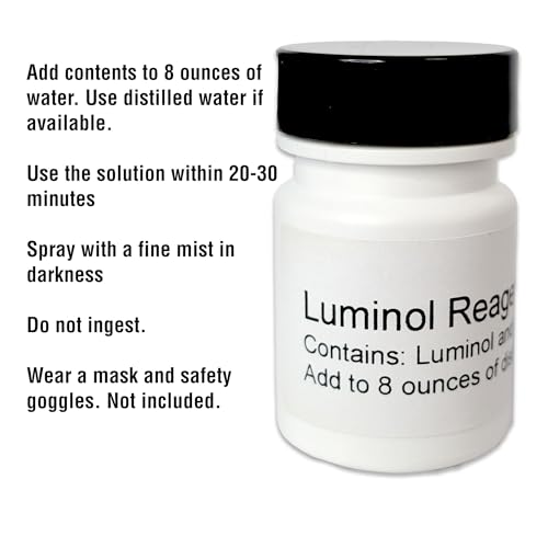 Crime Scene Luminol Powder (Makes 8 oz of Glowing Solution) | Chemiluminescence Reagent for Science Experiments | Forensic Chemistry & Educational STEM Demonstrations | Just Add Water