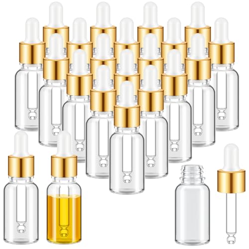 Didaey 100 Pcs Mini Glass Oil Dropper Bottle, 15 ml, Champagne Gold - color: Champagne Gold, size: 15 ml