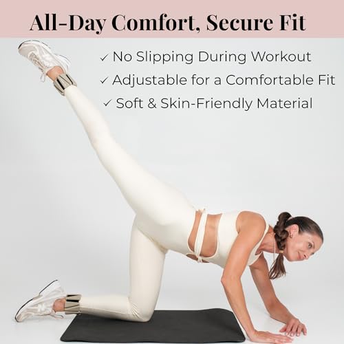 Wrist & Ankle Weights for Women – 2 lb Total, 1 lb Each | Weighted Bangles - color: Beige