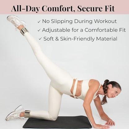 Wrist & Ankle Weights for Women – 2 lb Total, 1 lb Each | Weighted Bangles - color: Beige
