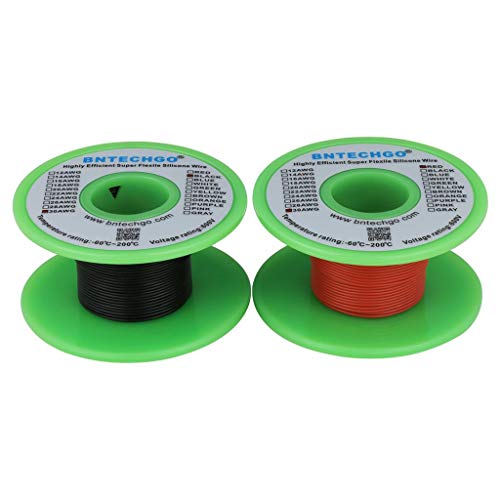 BNTECHGO 30 AWG Silicone Wire Red Black 100ft Stranded Tinned Copper Wire - size: 30 Gauge, 100ft per color