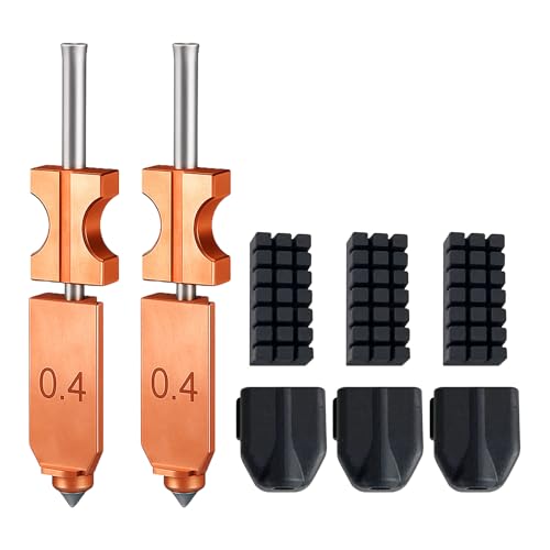 for Flashforge AD5X Upgraded 0.4mm Integrated hotend Nozzle 2 Packs,Adventurer 5X Nozzle,3D Printer Accessories Quick Detachable hotend nozzles kit,Extra 3PCS Silicone Sock+3PCS Nozzle Brush