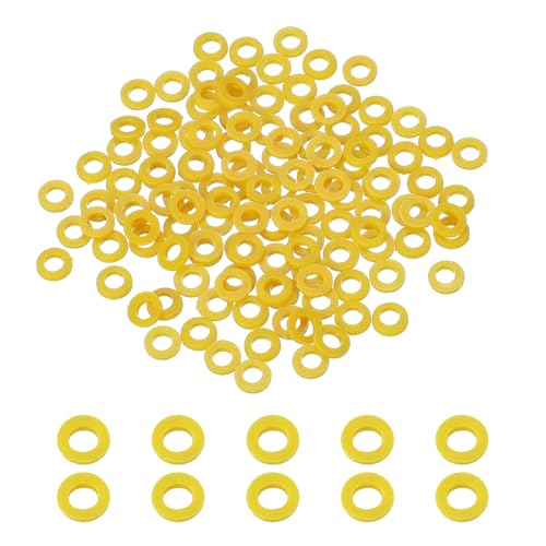 uxcell 120 Pcs Nylon Flat Washers 2.5mm ID 5mm OD 1mm Thick Plain Washer Grommets Plastic Sheet Gasket Fastener Sealing Spacer Gasket Ring Water Hose Washers, Yellow - color: Yellow, size: 2.5mm x 5mm x 1mm