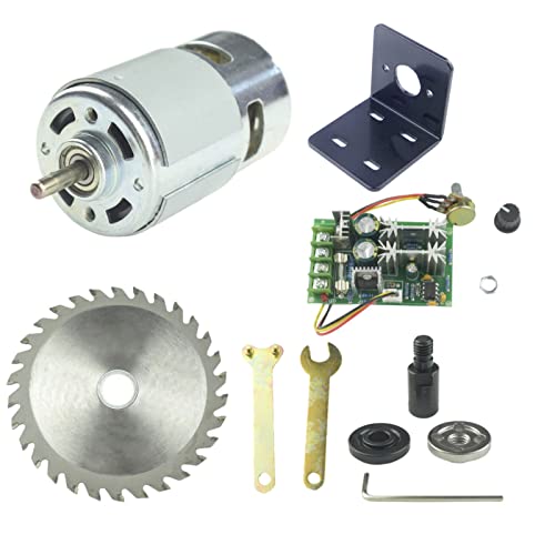 CONQUERALL 775 Motor 12V 8000RPM / 24V 16000RPM High-Power DC Motor with M10-5 Connecting Rod Set Bracket Saw Blade and 20A Speed Controller - size: 8000-16000RPM, style: No