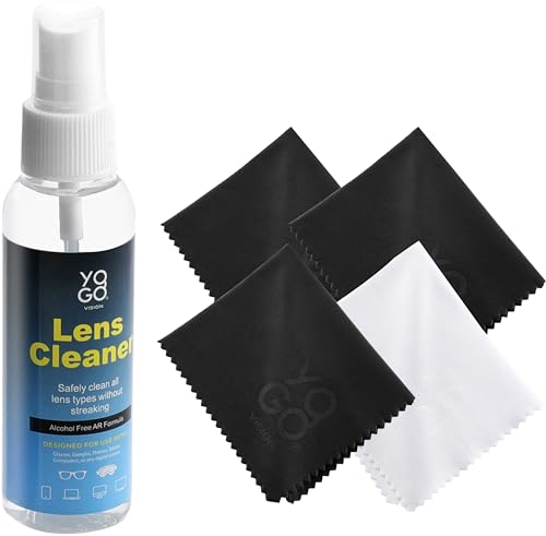 Lens Cleaner Spray 2 Eyeglass Cleaner Bottles, with 4 Microfiber Cloths Kit Ammonia and Streak Free Safe for Eyewear and Electronics - size: 5 Piece Set