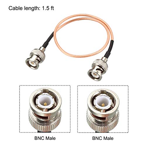uxcell BNC Male to BNC Male Coax Cable RG316 RF Coaxial Cable 50 Ohm 1.5 Feet 2pcs for Video Signals,CCTV,DVR,Camera - size: 1.5 Feet