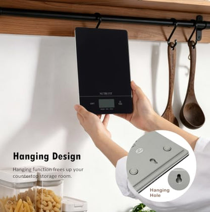 NUTRI FIT Digital Food Scale Kitchen Scales Grams & Ounces for Weight Loss - color: Tempered Glass-Black