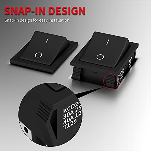 DaierTek DPST KCD4 Rocker Switch 40A 12V DC 4 Pin 2 Position Switch ON Off Toggle Switch 30A 250V AC 120V T125 KCD2 Boat Rocker Switch -3Pcs