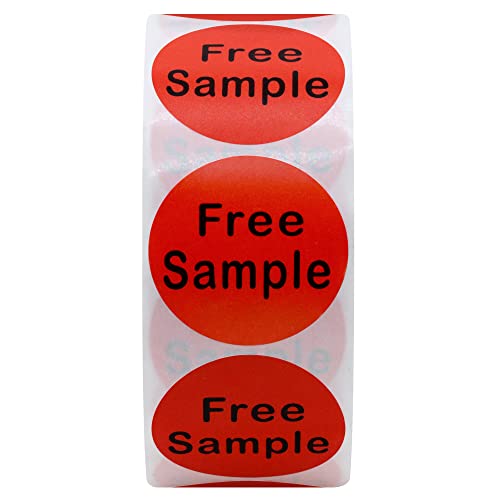 Hybsk Free Sample Stickers 1 Inch Round Retail Store Sale Displays Adhesive Labels for Inventory Control Total 500 Per Roll (Red) - color: Red