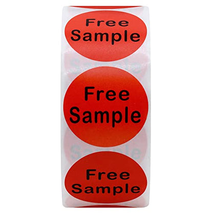Hybsk Free Sample Stickers 1 Inch Round Retail Store Sale Displays Adhesive Labels for Inventory Control Total 500 Per Roll (Red) - color: Red