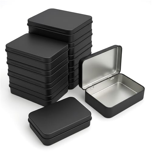 12-Pack Black Hinged Tin Boxes for Model Parts - color: Black, size: 12 Pcs 4.5" x 3.5" x 0.9"