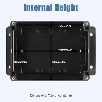 Project Box IP65 Waterproof ABS Plastic Electrical Junction Box with Clear Cover Enclosure with Fixed Ear, Black 6.2"x 4.2"x 3.5"(160x110x90mm)(Pack of 1) - color: 1 pack, size: 6.2"x 4.2"x 3.5"
