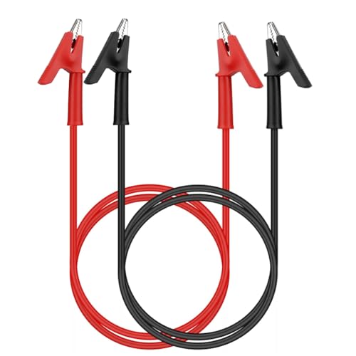 2pcs Alligator Clips Test Leads Set Dual Ended 15A Test Lead Wire Cable with Insulators Clips with Protective Jack Copper Clamps for Electrical Testing 3.3 ft/1m - color: 2pcs Alligator Clips to Alligator Clips