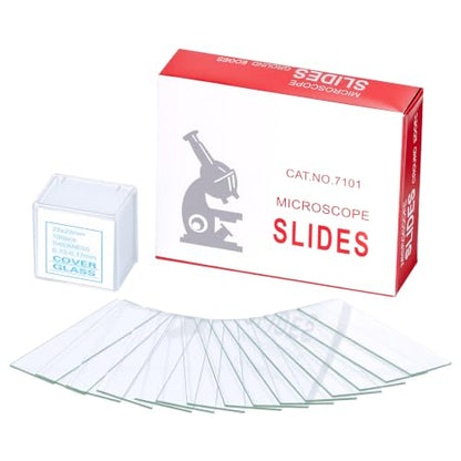 Microscope Slides and Coverslips Set, Pre-Cleaned Optical Glass - color: Glossy Surface