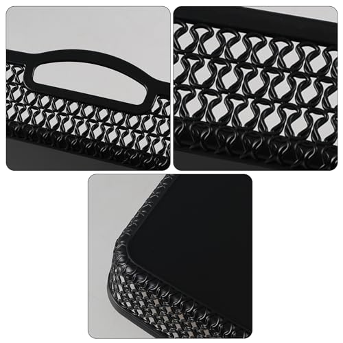 Set of 6 Large Plastic Storage Basket Tray, Black Shallow Paper Basket with Handle - size: Large