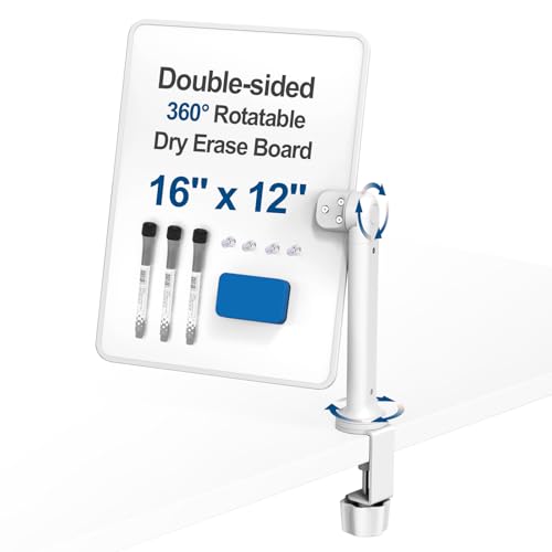 16x12 Clamp-On Desk Whiteboard, Double Sided Magnetic Dry Erase Memo Board