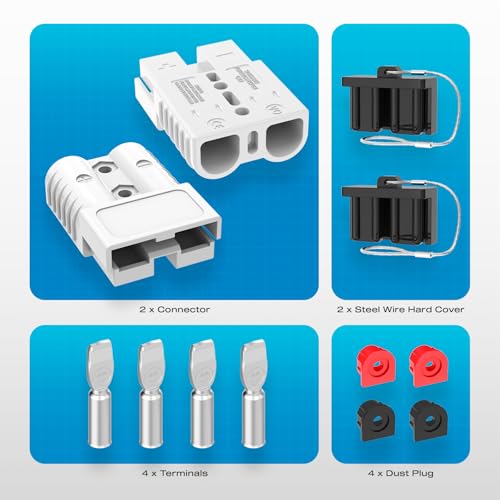 Anderson Connector, 175AMP 1/0AWG Battery Quick Connect w/Hard Cover 12V-36V Anderson Plug Winch Wiring Kit for Cable RV Truck Winch (2pcs)-Gray - size: Gray-2pcs