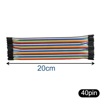 40pcs 20cm Female to Female Dupont Jumper Wire, 40Pin 8 Inch Pin Header Connector Cable Kit 2.54mm Rainbow Ribbon F-F for Arduino Raspberry Pi Board to Board Electronics - size: 20cm 40PCS F-F