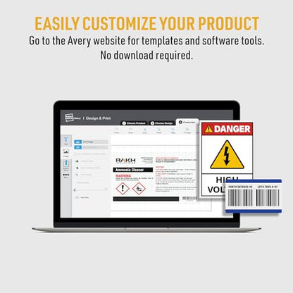 Avery UltraDuty GHS Labels, Waterproof, Rectangle, 3 X 5", Permanent Adhesive, Compatible with Laser Printers, 75 White Labels Total - size: 3" X 5", style: 75 labels