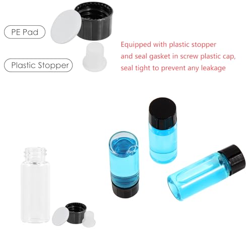12PCS 4ml Clear Glass Small Vials with Screw Caps & Plastic Stoppers - size: 4ml