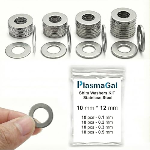 10x12mm Shim Washers Stainless Steel 40pc 0.1-0.5mm 10mm ID - size: 10x12