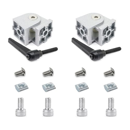 2 Sets 25 Series 10 Series Aluminum Extrusion Pivot Hinge Swivel Degree Angle Bracket with Hardware Accessories Handle for 1010 1020 2525 T Slot Extruded Aluminum Profile - style: 2 sets pivot hinge with m6