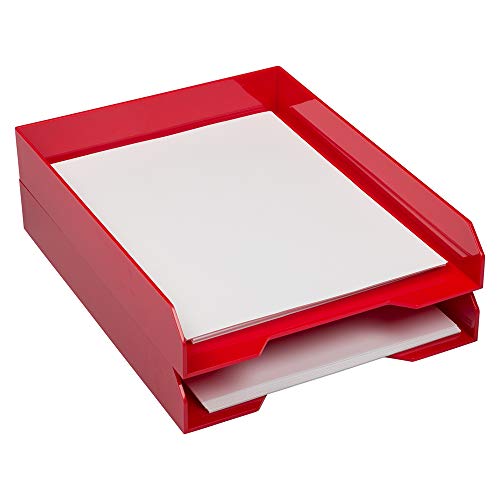 JAM PAPER Stackable Paper Trays - Red - Desktop Document, Letter, & File Organizer Tray - Sold Individually - color: Red, size: Pack of One (1) Tray