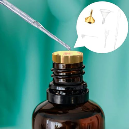 10Pcs Mini Funnels Sets, Plastic Small Aluminium Funnels with Mini Plastic Dropper Pipette Dispenser for Filling Tiny Bottles, Crafts, Sand, Essential Oils, Cosmetics (Gold) - color: Gold