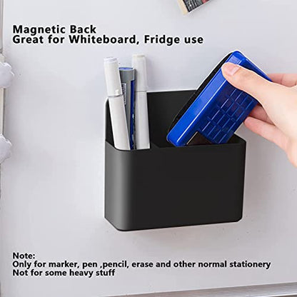noonebutyou 2 Pcs Magnetic Marker Holder Dry Erase Marker Holder Wall Mount Self Adhesive Pen Holder Magnetic Marker Cup Holders for Whiteboard, Fridge, Home Office School (Black - color: Black & 2pcs