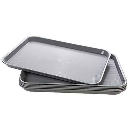 Eslite Rectangular Plastic Serving Trays,Fast Food Serving Cafeteria Trays,17"X13",Set of 6 (Grey) - color: Gray