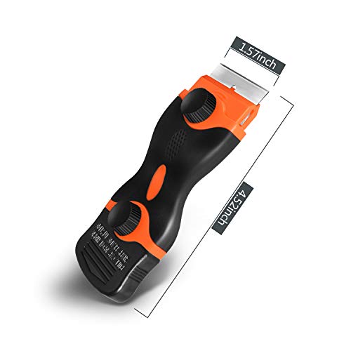 Razor Blade Scraper, 2 Pack Double Edge Razor Scraper Remover Tool - color: Orange