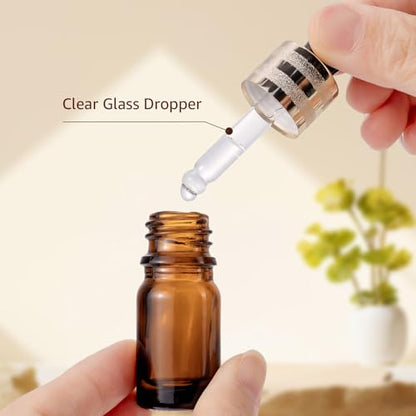 30 Pack 5ml Amber Glass Dropper Sample Bottles with Golden Caps - color: Amber, size: 5mL-30pcs
