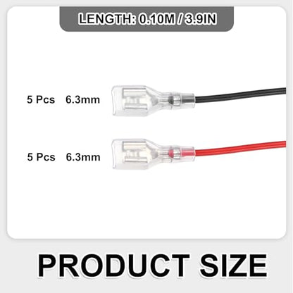 MECCANIXITY 10pcs Double Head Female Spade Crimp Terminal 6.3mm 10cm Wires - size: 6.3mm, 10cm L