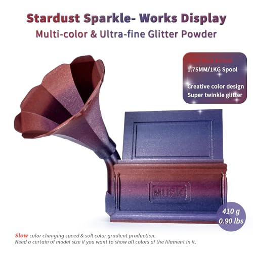 ZIRO Slow Color Gradient 1.75mm PLA, Fit Most 3D Printer, Stardust Sparkle - color: Stardust Sparkle