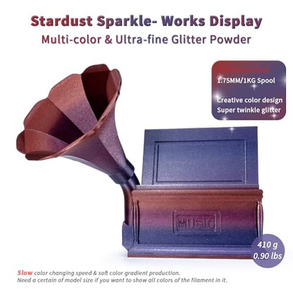 ZIRO Slow Color Gradient 1.75mm PLA, Fit Most 3D Printer, Stardust Sparkle - color: Stardust Sparkle