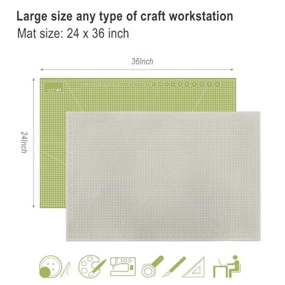 24" x 36" Self Healing Cutting Mat: Double Sided Sewing Cutting Mat Craft Supplies A1 Size for Quilting, Crafts Arts, and Fabric Grey & Green Design (Grey & Green) - color: Grey & Green