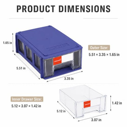 16 Pack Stackable Desk Organizer Drawers for Craft Storage Blue - color: Blue